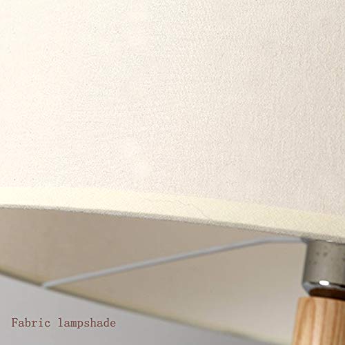 Lámpara de pie LED con Perchero, Regulable, de Madera, con 3 Ganchos, Pantalla de Tela, 3 Niveles de Brillo e Interruptor de pie, Moderna lámpara de p