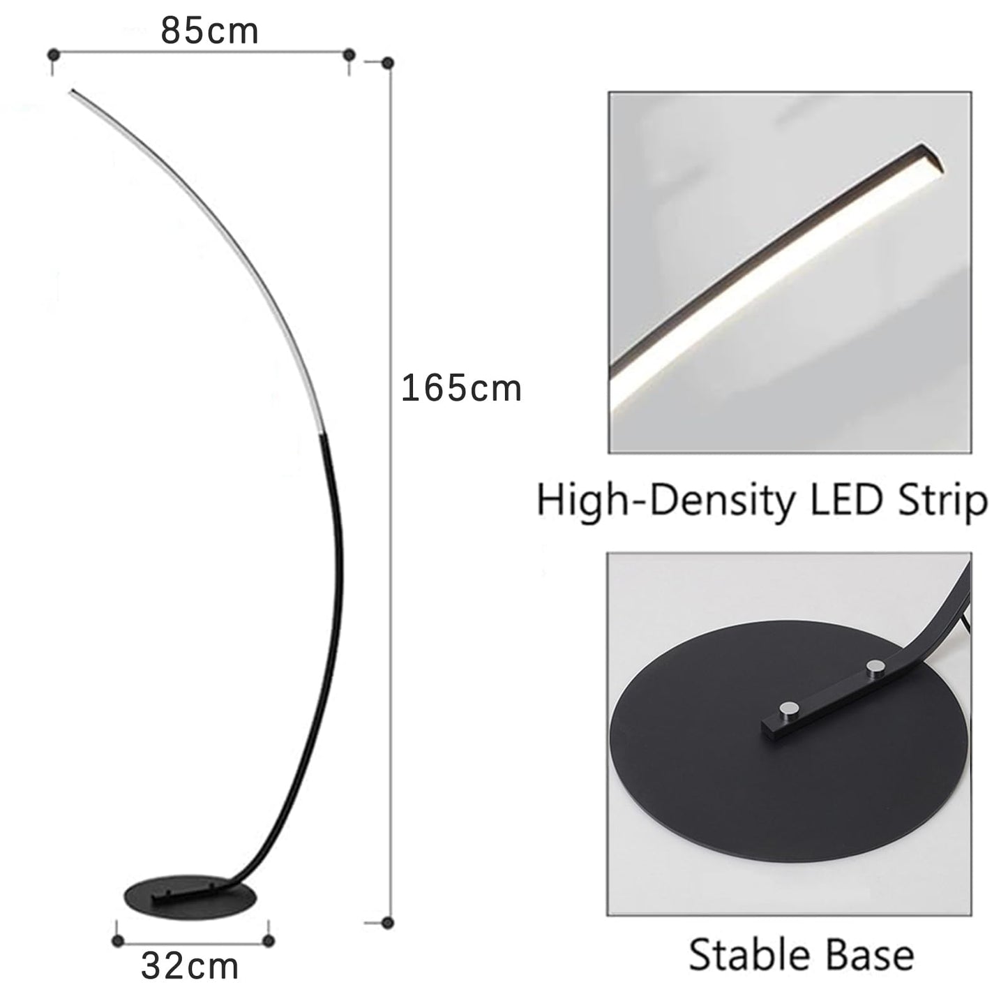 Genérico Arco Lámpara De Pie Regulable Moderno Lámpara De Pie Vertical para Exterior Interior Lámpara De Pie Curva con Control Remoto Accesorios De Iluminación para El Hogar,B