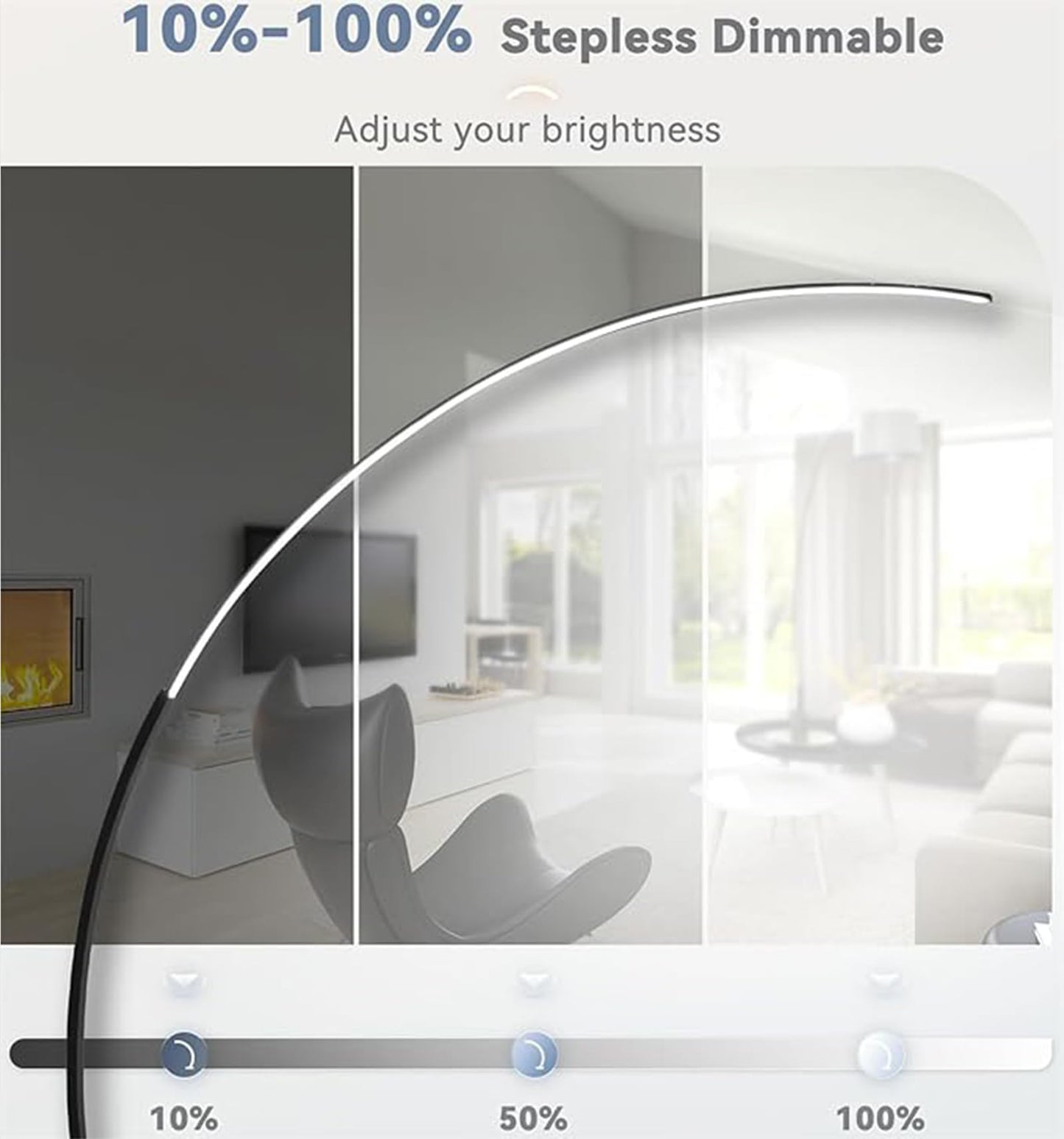 Genérico Arco Lámpara De Pie Regulable Moderno Lámpara De Pie Vertical para Exterior Interior Lámpara De Pie Curva con Control Remoto Accesorios De Iluminación para El Hogar,B