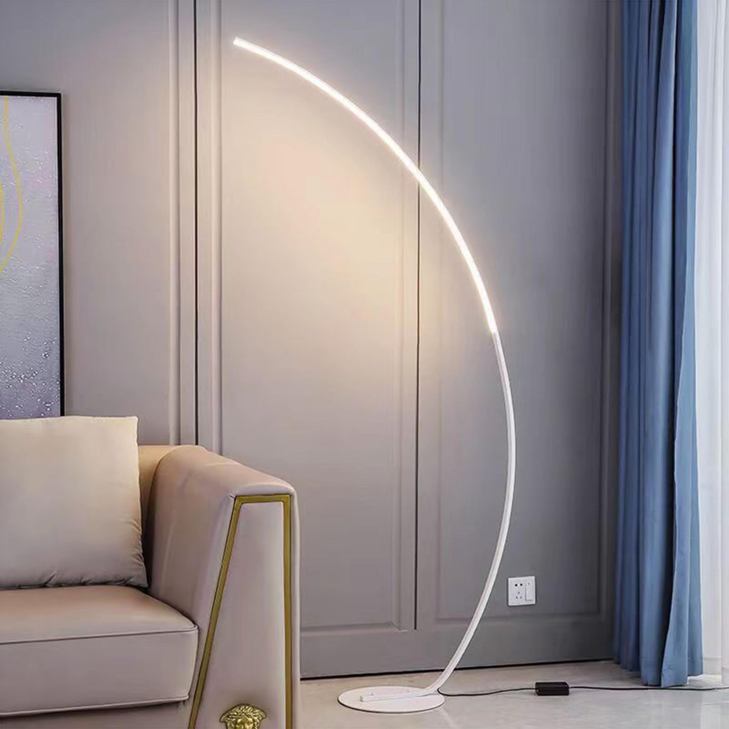 Genérico Arco Lámpara De Pie Regulable Moderno Lámpara De Pie Vertical para Exterior Interior Lámpara De Pie Curva con Control Remoto Accesorios De Iluminación para El Hogar,B
