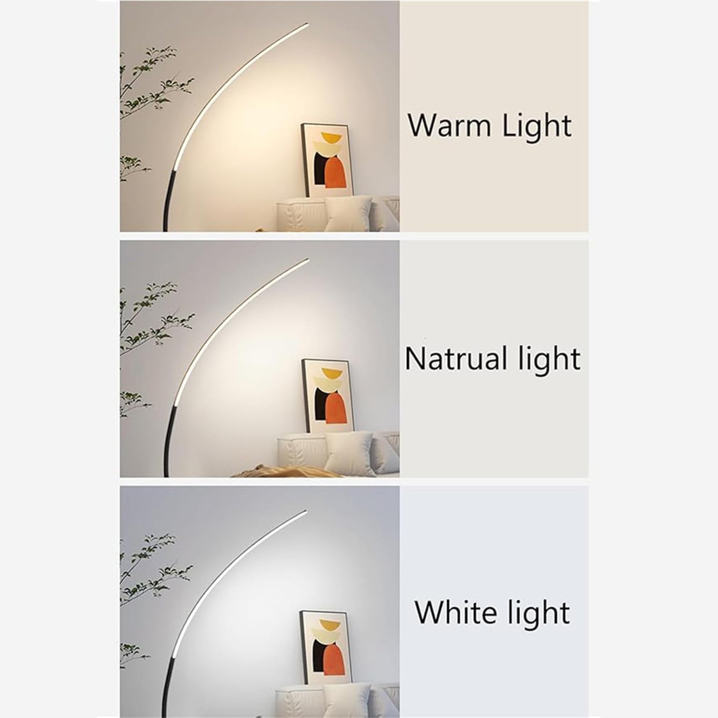 Genérico Arco Lámpara De Pie Regulable Moderno Lámpara De Pie Vertical para Exterior Interior Lámpara De Pie Curva con Control Remoto Accesorios De Iluminación para El Hogar,B