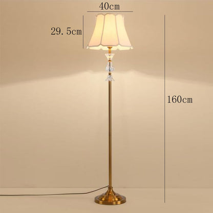 Lámpara de Pie Metal y Cristal Dorado E27 Casquillo Gordo Retro Pantalla de Tela Lámpara de Suelo Lectura Lámpara de noche redondo Con interruptor Creativo Salón, Habitación, Dormitorio Estudio