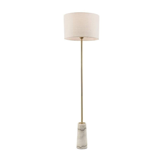FWZJ Lámpara de pie lámpara estándar Lámpara de pie Simple Moderna Hierro Forjado Mármol Luz de Piso Dormitorio Sala de Estar Tela Pantalla Lámpara de pie Lámpara de Lectura Luz de Piso (Color: L