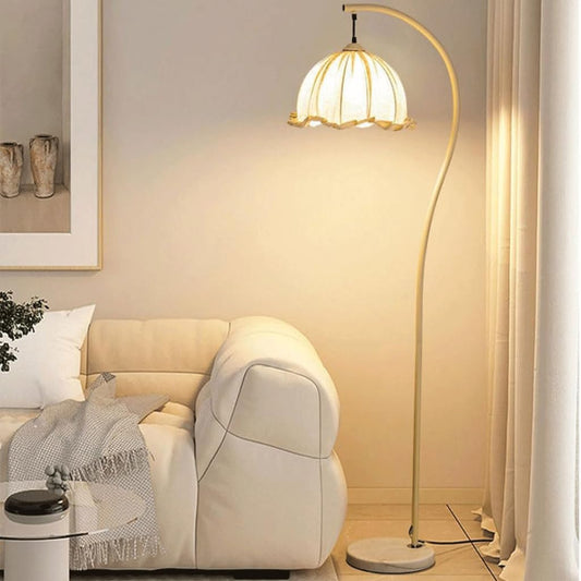 OZLMBERN Lámpara de pie Vintage para Sala de Estar, Dormitorio, mesita de Noche, lámpara de Escritorio Vertical, Estudio, salón de té, lámpara de pie de Tela con Flores
