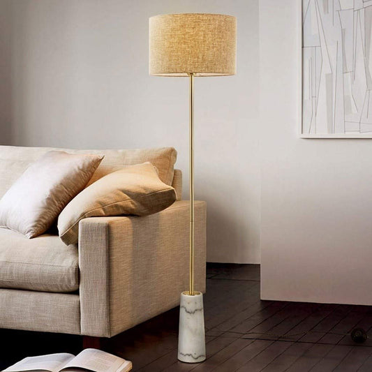 FWZJ Lámpara de pie lámpara estándar Lámpara de pie Simple Moderna Hierro Forjado Mármol Luz de Piso Dormitorio Sala de Estar Tela Pantalla Lámpara de pie Lámpara de Lectura Luz de Piso (Color: L