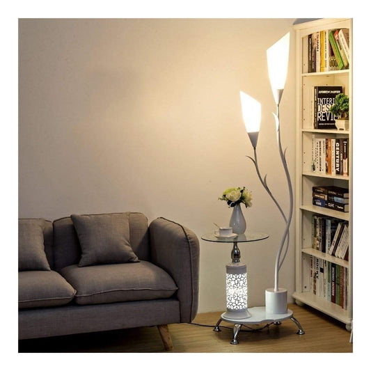 ASDNN Lámpara de pie Lámpara estándar Lámpara de pie LED Creativa Dormitorio Sala de Estar Decoración del hogar Luz de Piso Mesa de té Tipo Vertical Luz de Lectura de pie (Color : Blanco)
